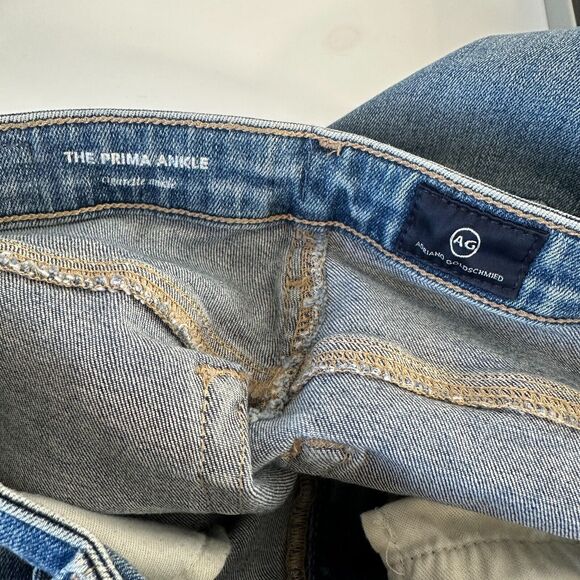 AG The Prima Ankle Raw Hem Cigarette Ankle Med Wash Blue Skinny Jean 27 Zip Fly - Picture 10 of 13